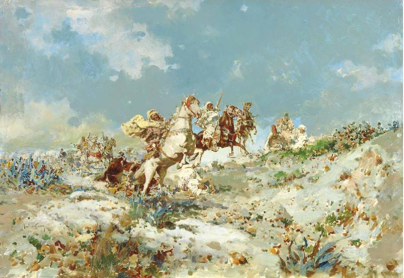 Jose Aparicio Inglada Arabs on horseback France oil painting art